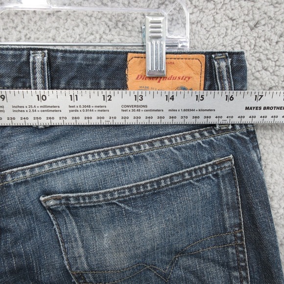 Diesel Waykee Denim Jeans Pants Mens 31x34 Blue Distressed Straight Italy - Picture 7 of 10